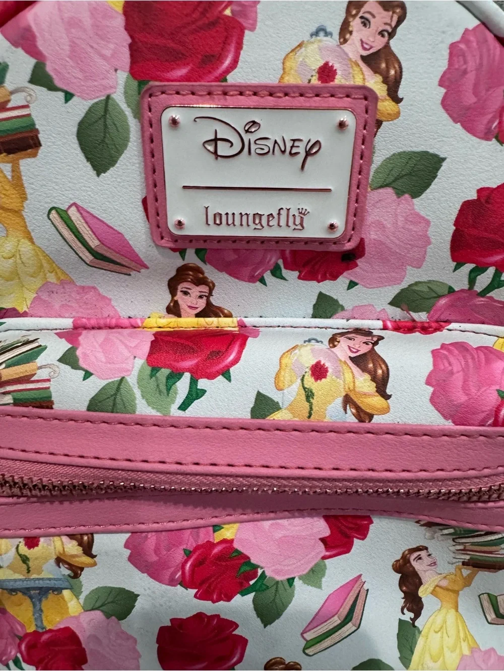 Loungefly Disney Belle Floral Mini Backpack - Pink, Red & White